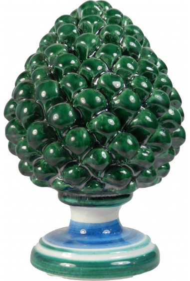 Pigna di Ceramica di Caltagirone verde con base azzurra