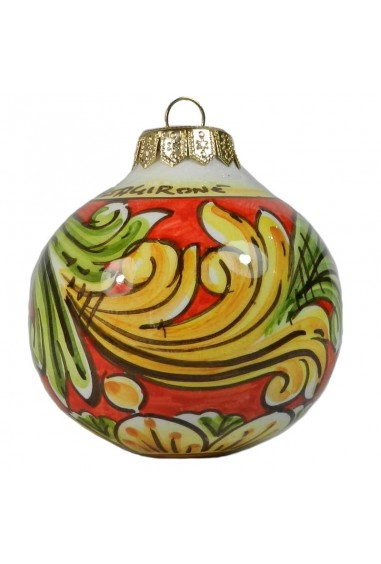Pallina di Natale in Ceramica di Caltagirone rossa e verde