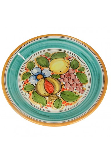 Piatto in Ceramica di Caltagirone con melograno, uve e limoni