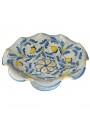 Alzatina in Ceramica di Caltagirone azzurra con decori gialli
