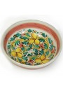 Ciotola in Ceramica di Caltagirone fondo rosa e 3 fiori gialli